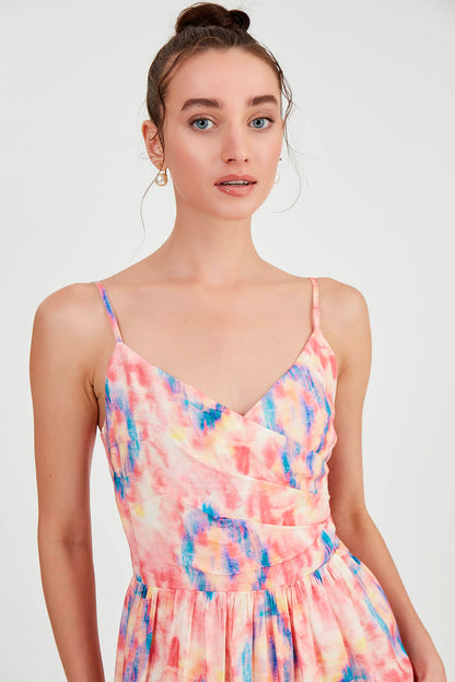 OPEN COLLAR STRING STRAP DRESS