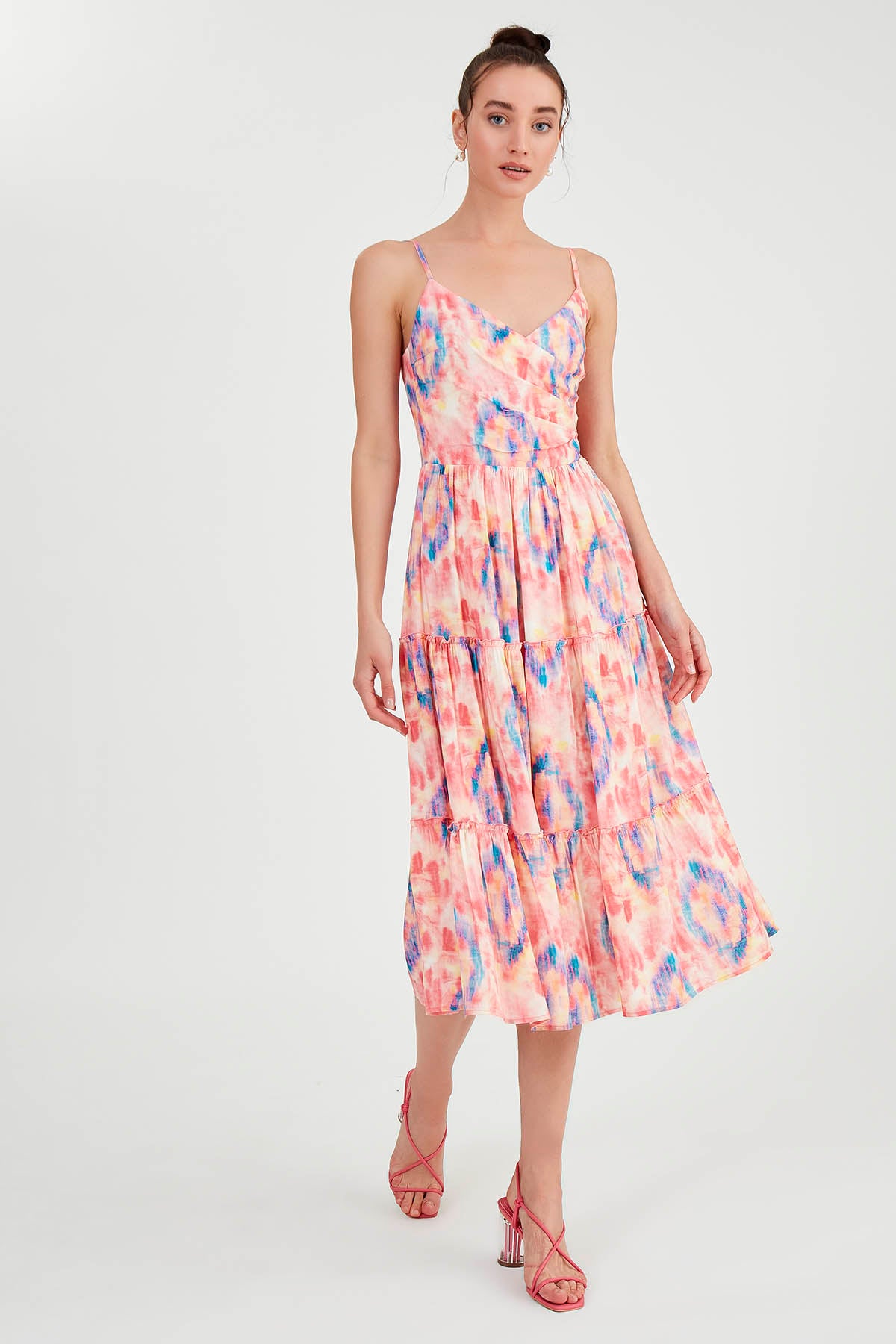OPEN COLLAR STRING STRAP DRESS