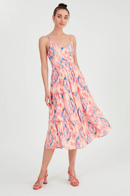OPEN COLLAR STRING STRAP DRESS