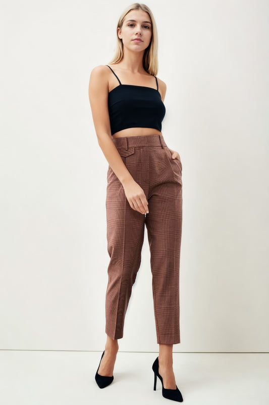 SMALL POCKET DETAILED PLAID TROUSERS