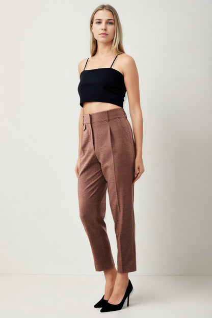 SMALL POCKET DETAILED PLAID TROUSERS