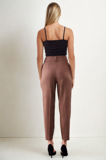 SMALL POCKET DETAILED PLAID TROUSERS
