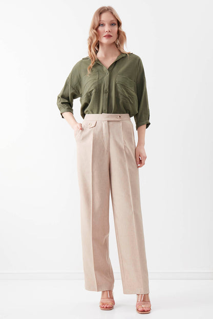 SMALL POCKET DETAILED WIDE TRACK TROUSERS
