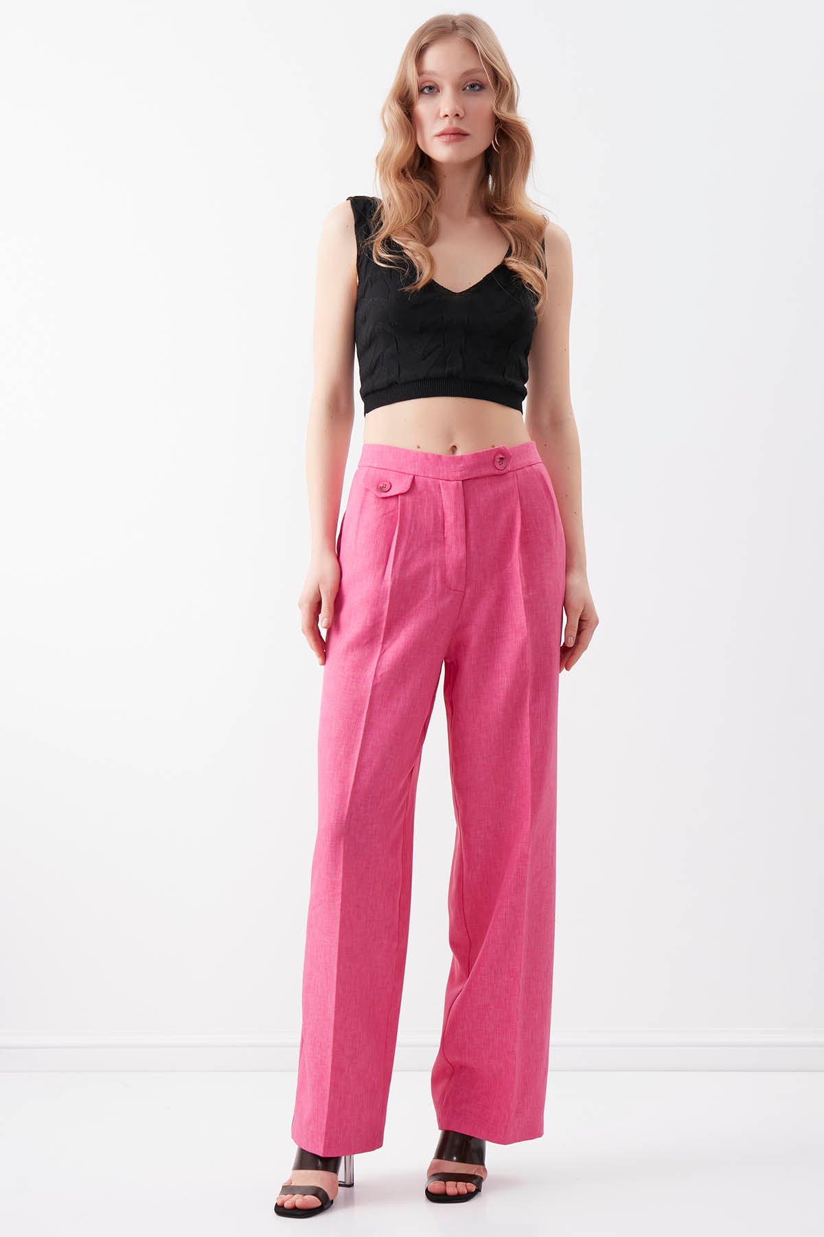 SMALL POCKET DETAILED WIDE TRACK TROUSERS