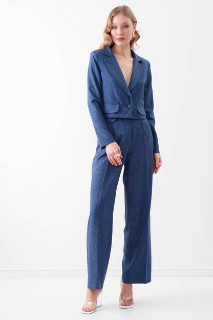 SMALL POCKET DETAILED WIDE TRACK TROUSERS