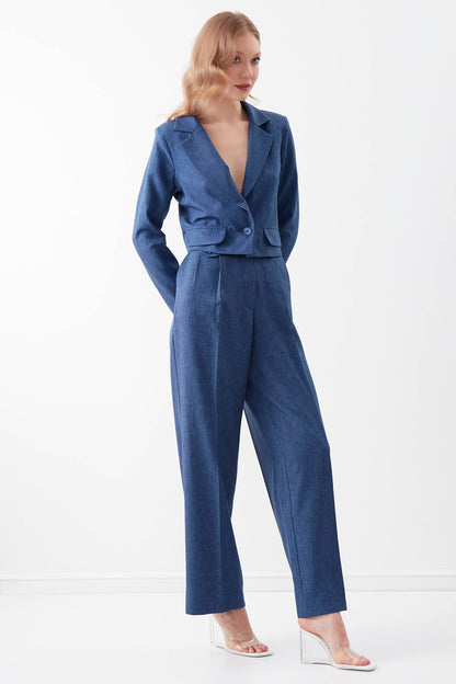 SMALL POCKET DETAILED WIDE TRACK TROUSERS