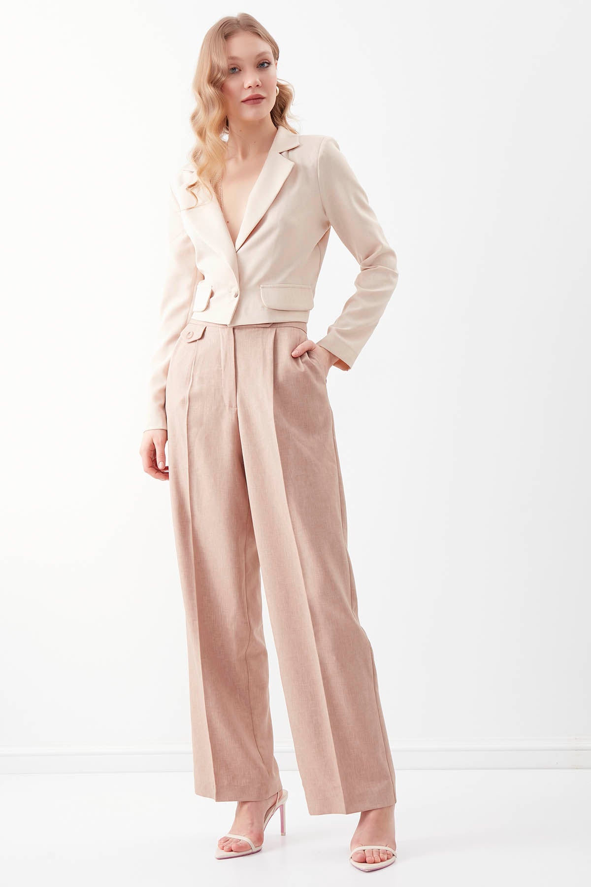 SMALL POCKET DETAILED WIDE TRACK TROUSERS