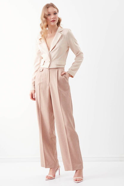 SMALL POCKET DETAILED WIDE TRACK TROUSERS