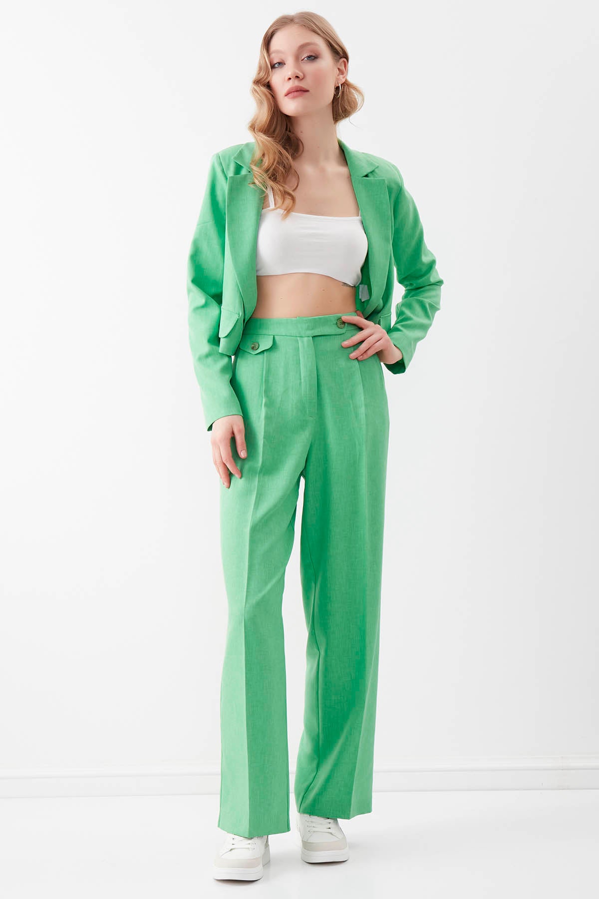 SMALL POCKET DETAILED WIDE TRACK TROUSERS