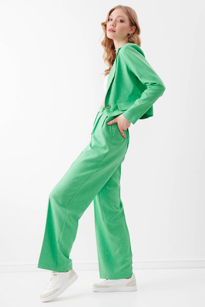 SMALL POCKET DETAILED WIDE TRACK TROUSERS