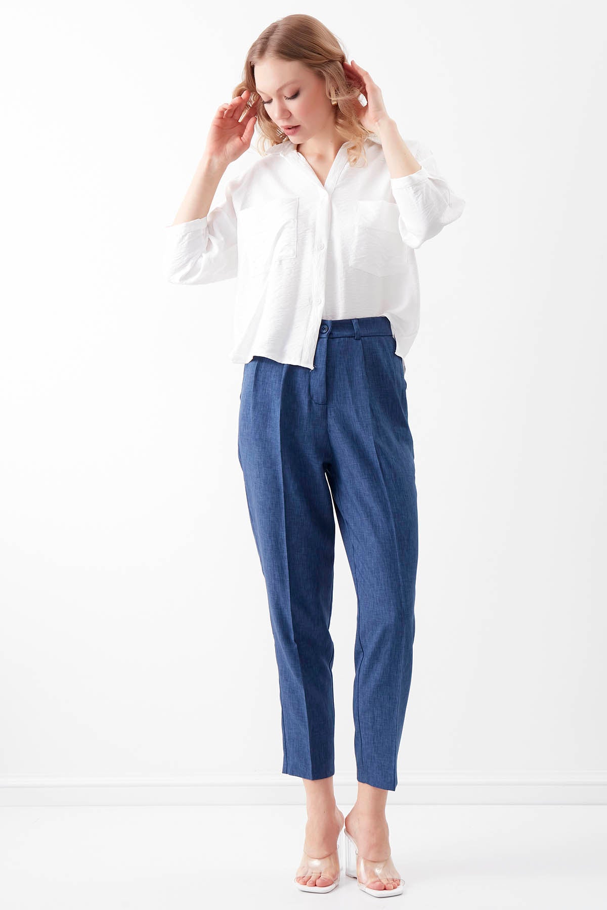 SMALL COVER POCKET  CROP TROUSERS