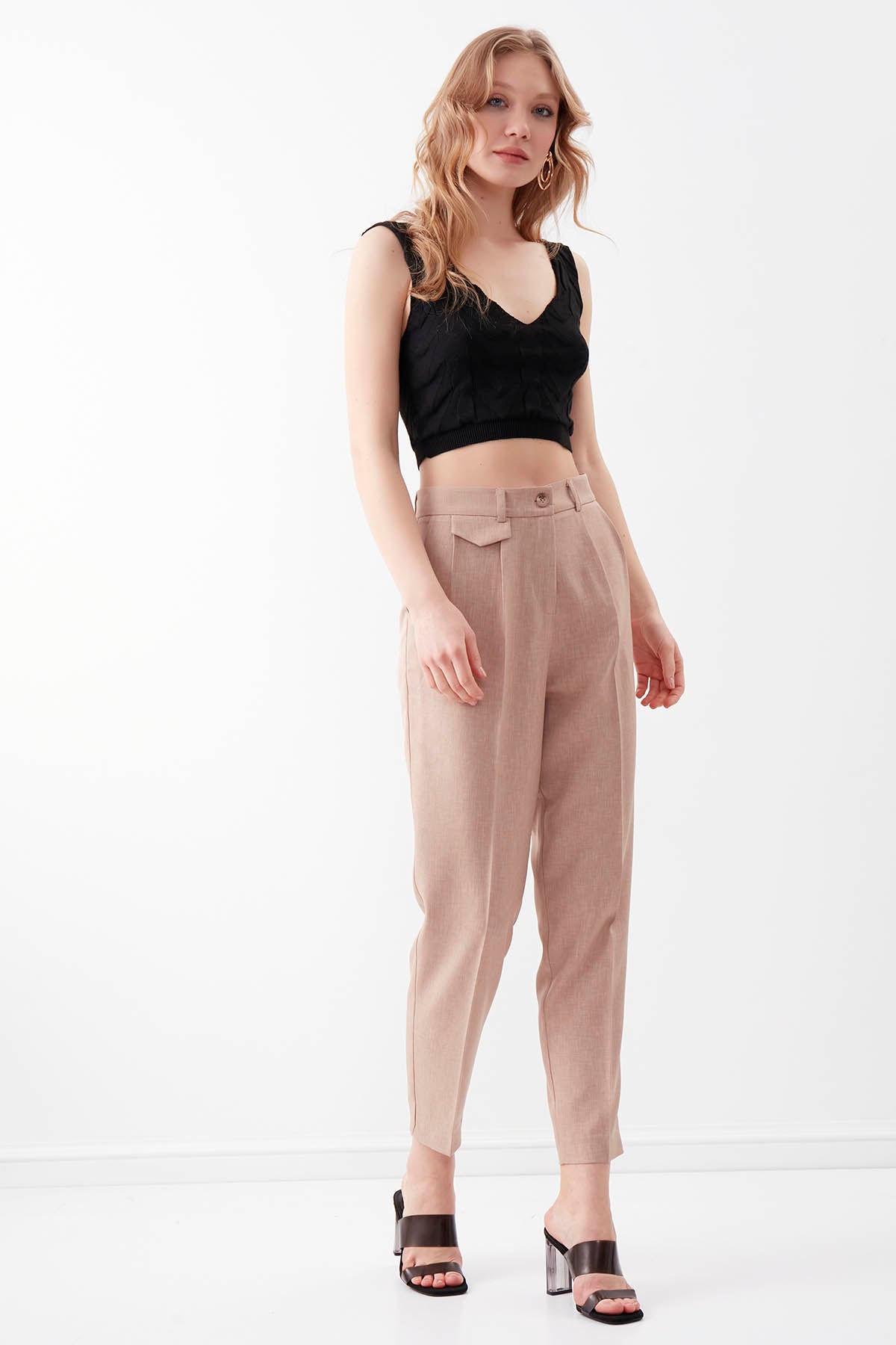 SMALL COVER POCKET  CROP TROUSERS