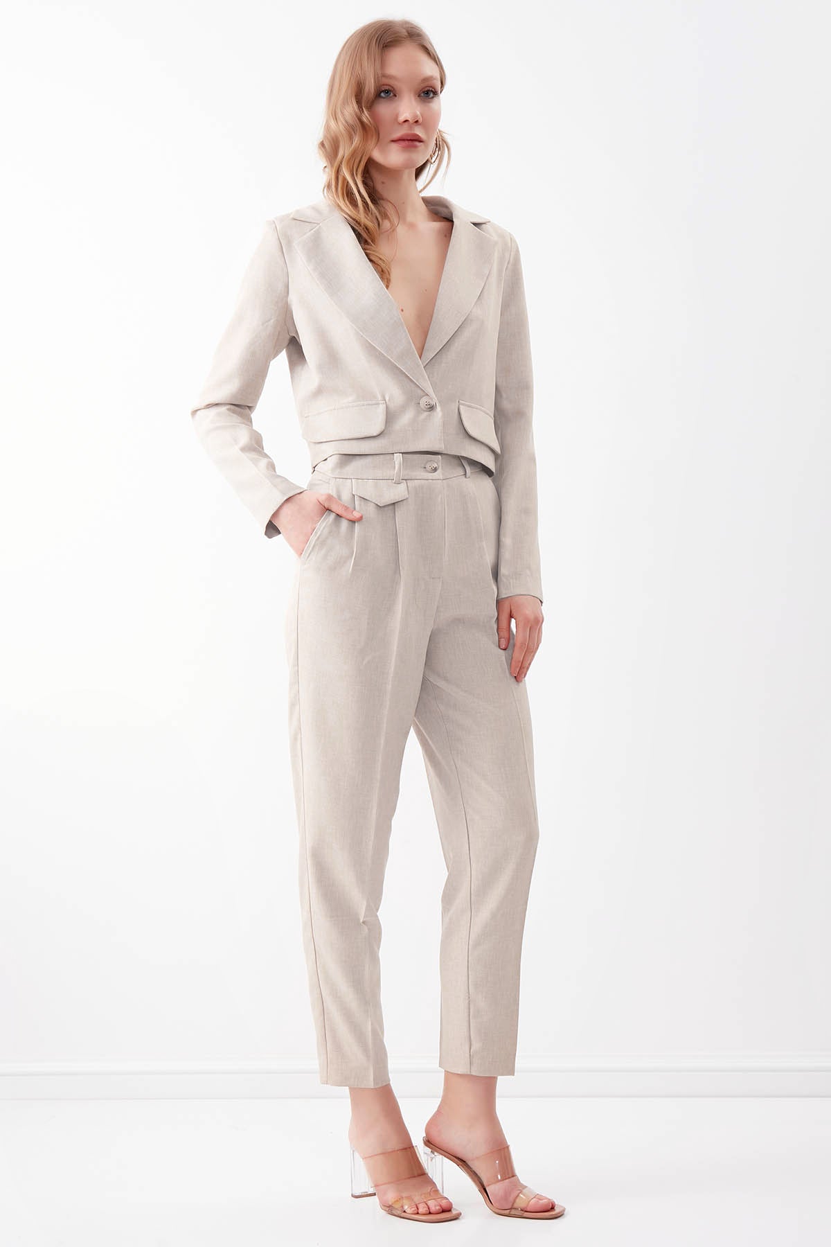 SMALL COVER POCKET  CROP TROUSERS