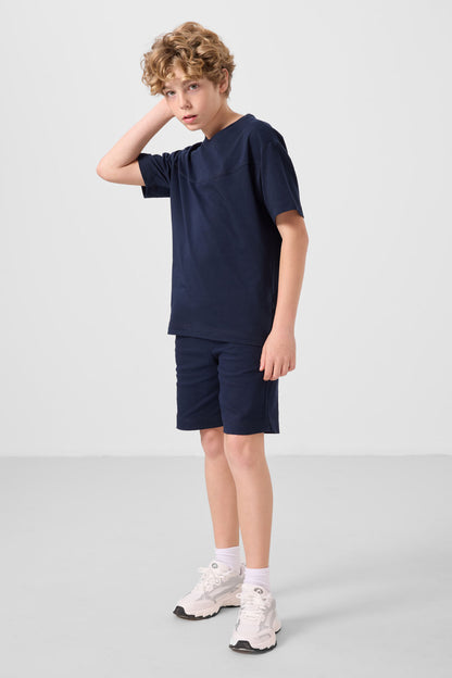 Cotton Oversize Fit Weaving Lightweight Flexible Chino Boy Shorts Set - 11279