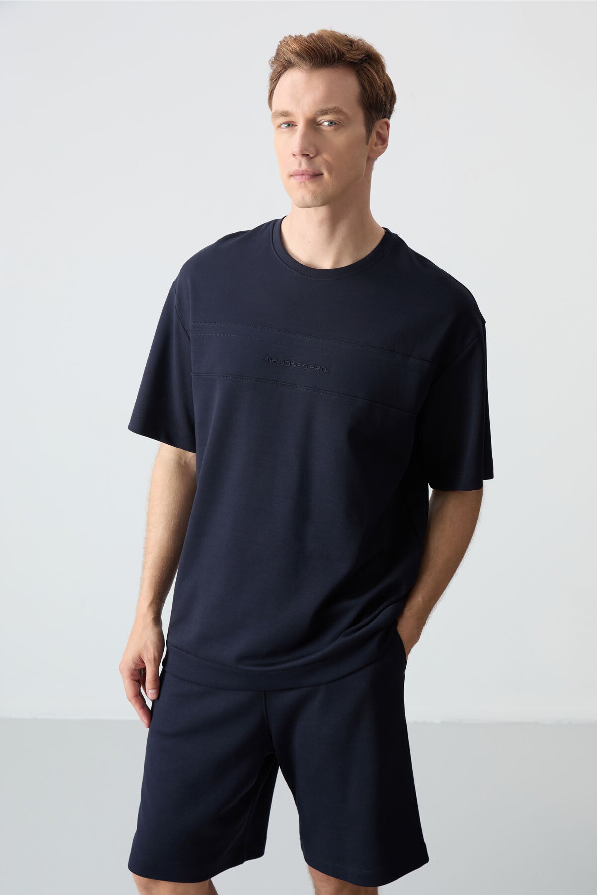 Navy Blue Cotton Thick Soft Textured Comfort Fit Basic Men's Shorts Set - 85257