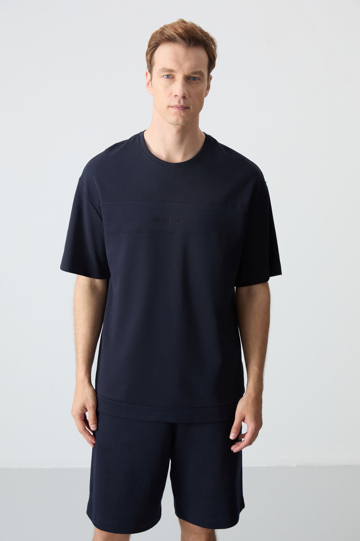 Navy Blue Cotton Thick Soft Textured Comfort Fit Basic Men's Shorts Set - 85257