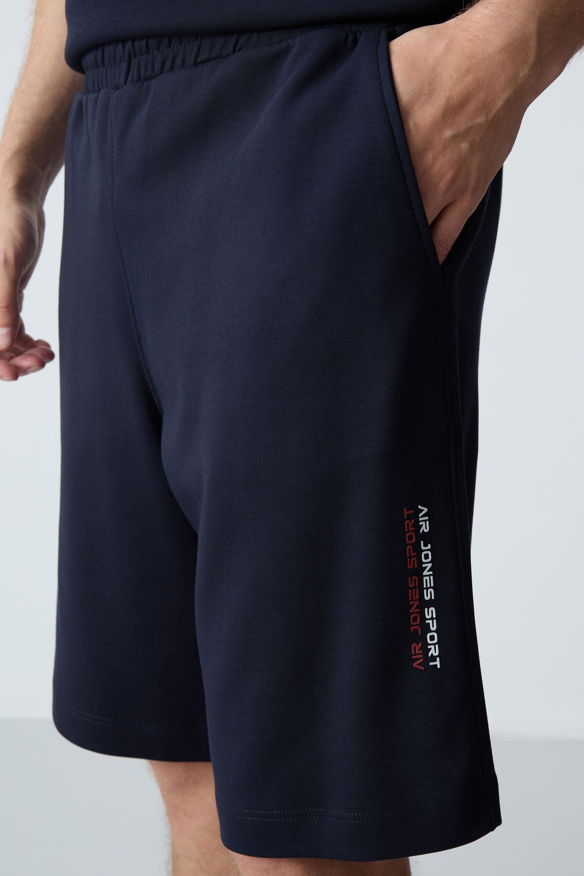 Navy Blue Cotton Thick Soft Textured Oversize Fit Basic Men's Shorts Set - 85258
