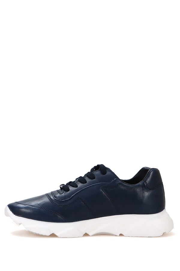 Elmet Genuine Leather Lacivert Bosphorus Men's Athletic Shoes