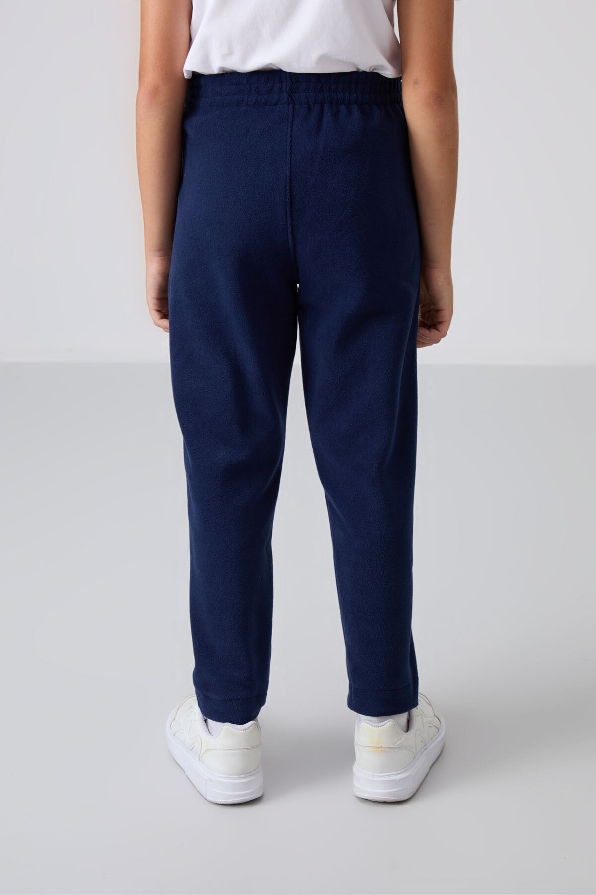 Navy Blue Thick Soft Textured Standard Fit Embroidered Fleece Boys' Tracksuit Bottom - 11219