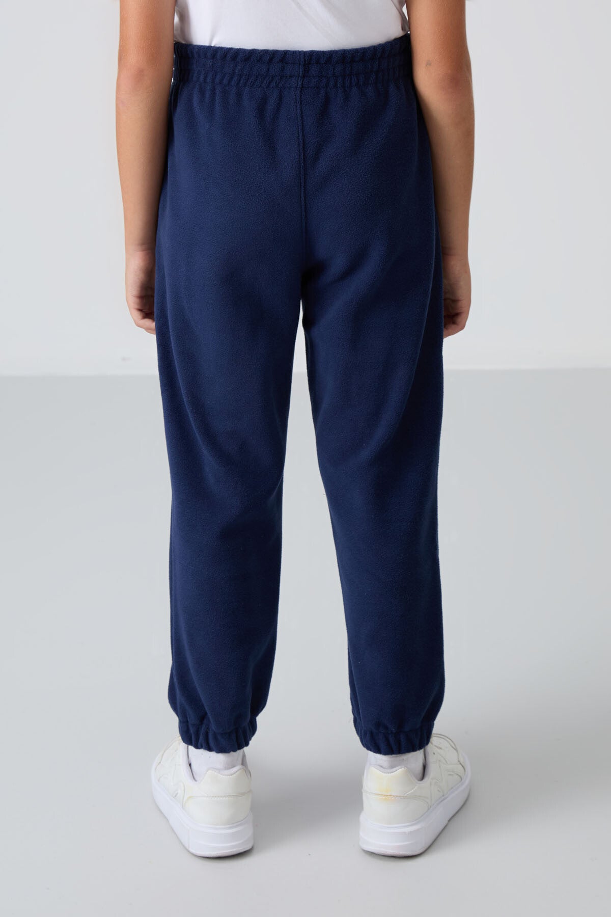 Navy Blue Thick Soft Textured Standard Fit Embroidered Fleece Boys' Tracksuit Bottom - 11220