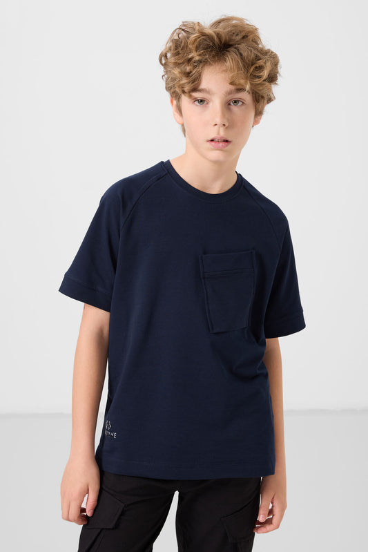 Cotton soft woven oversized pocket detailed boys boys T-Shirt - 11295