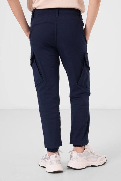 Navy Standard Fit Weaving Lightweight Flexible Chino Boys Trousers - 11271