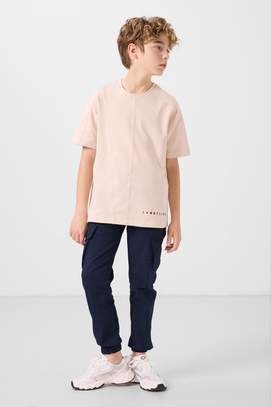 Navy Standard Fit Weaving Lightweight Flexible Chino Boys Trousers - 11271