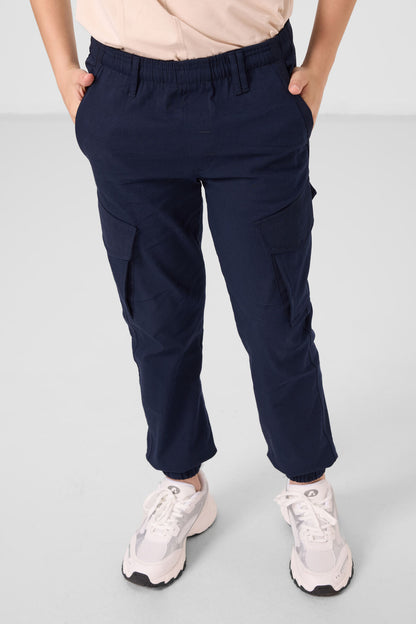 Navy Standard Fit Weaving Lightweight Flexible Chino Boys Trousers - 11271
