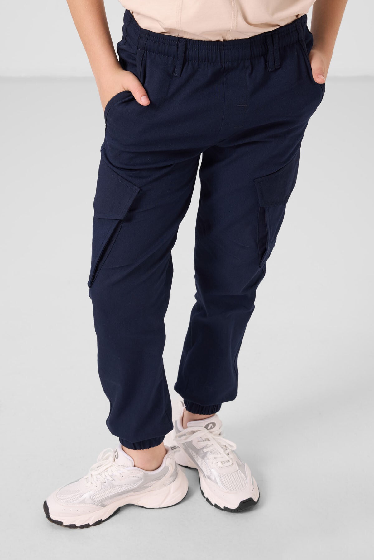 Navy Standard Fit Weaving Lightweight Flexible Chino Boys Trousers - 11271