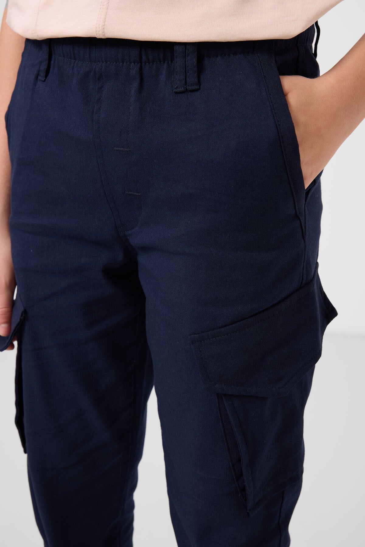 Navy Standard Fit Weaving Lightweight Flexible Chino Boys Trousers - 11271