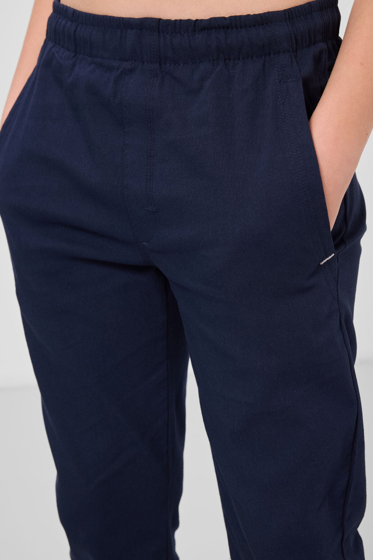 Navy Standard Fit Weaving Lightweight Flexible Chino Boys Trousers - 11272