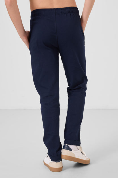 Navy Standard Fit Weaving Lightweight Flexible Chino Boys Trousers - 11272