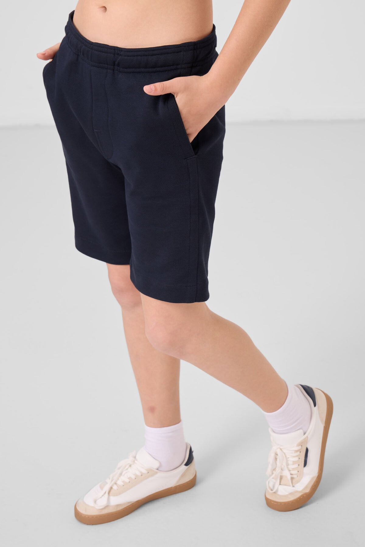 Navy cotton soft-weave Standard Fit Basic shorts - 11293