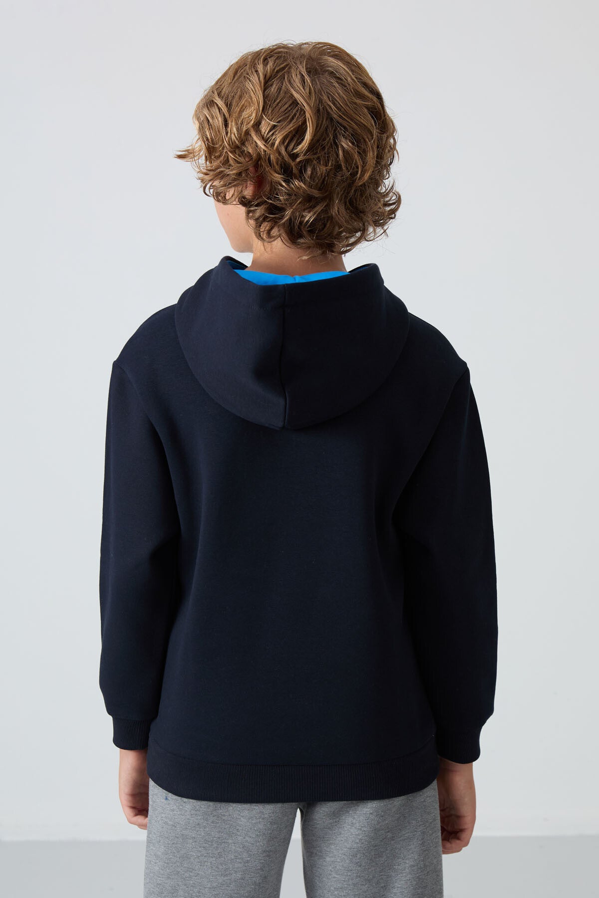 Navy Blue Cotton Thick Fleece-Lined Soft Textured Standard Fit Printed Boys' Sweatshirt - 11239