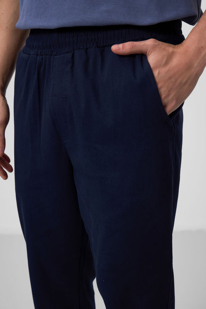 Navy Blue Standard Fit Woven Lightly Stretch Chino Men's Trousers - 82175