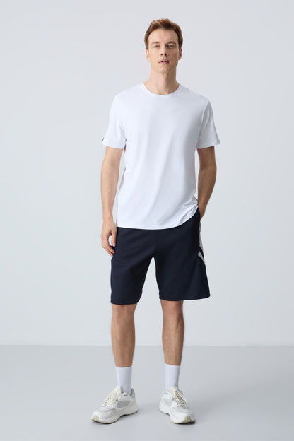 Navy Blue Cotton Thick Soft Textured Standard Fit Basic Men's Shorts - 81281
