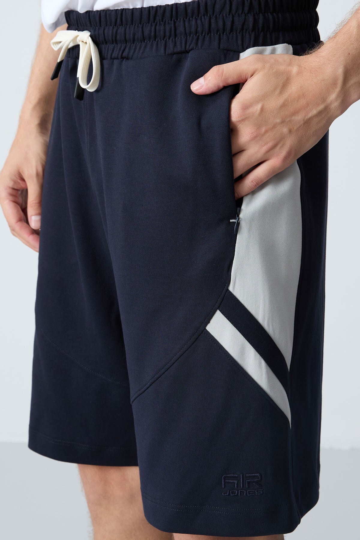 Navy Blue Cotton Thick Soft Textured Standard Fit Basic Men's Shorts - 81281