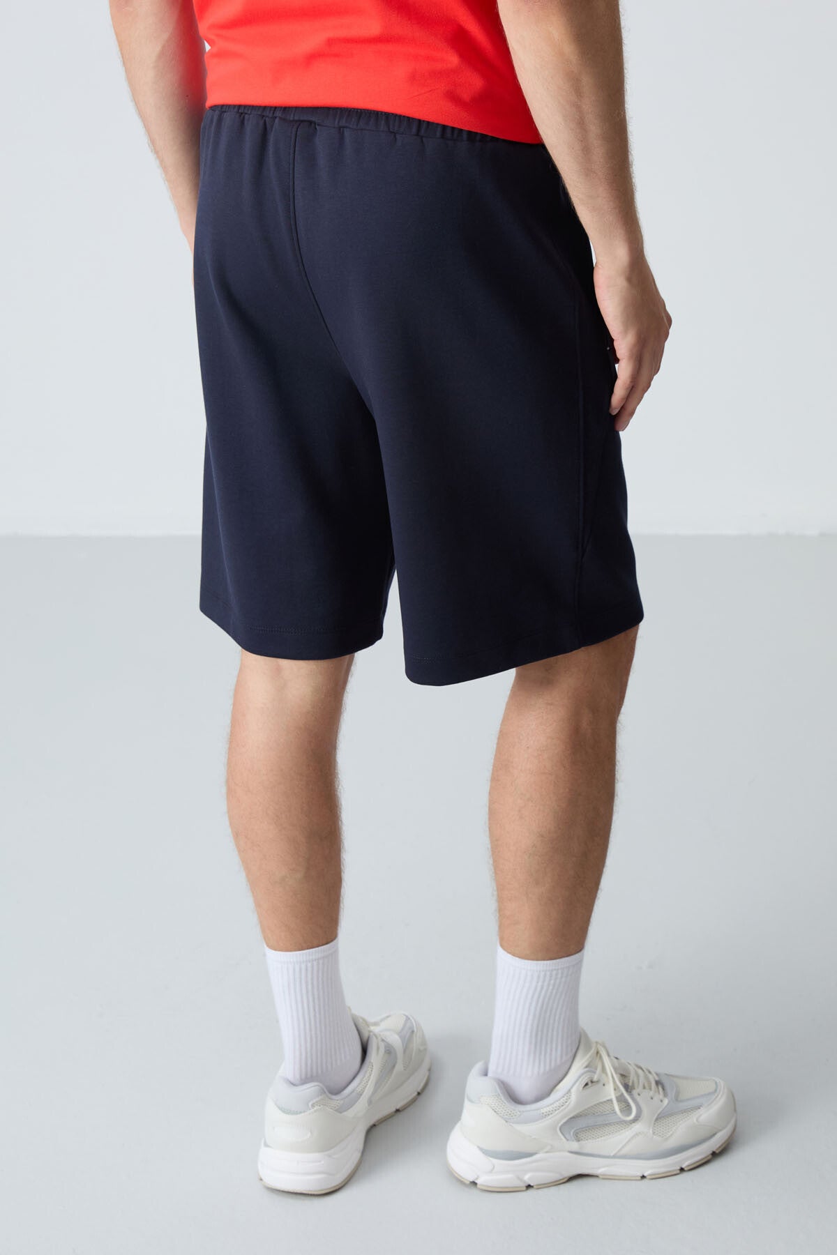 Navy Blue Cotton Thick Soft Textured Standard Fit Basic Men's Shorts - 81276