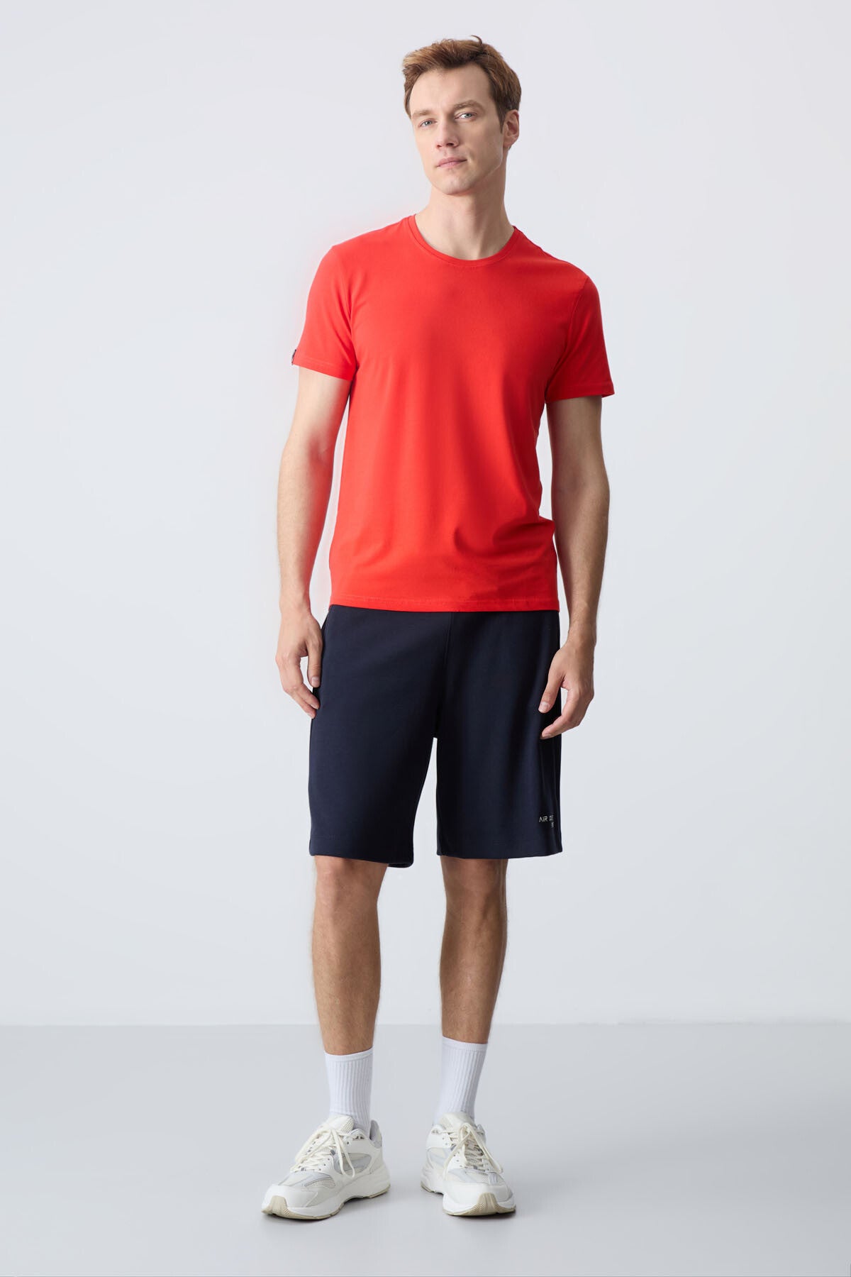 Navy Blue Cotton Thick Soft Textured Standard Fit Basic Men's Shorts - 81276