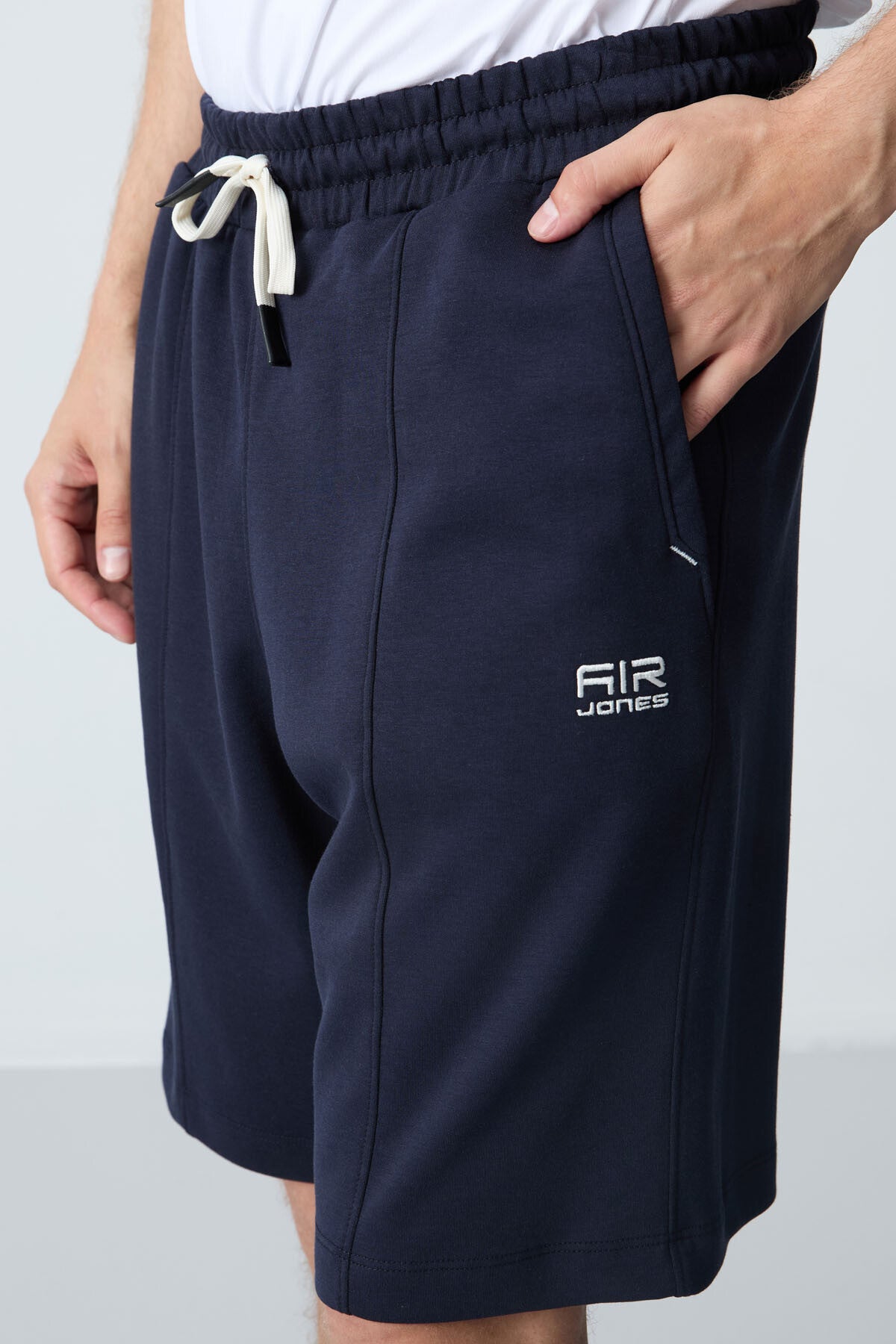 Navy Blue Cotton Thick Soft Textured Standard Fit Basic Men's Shorts - 81277