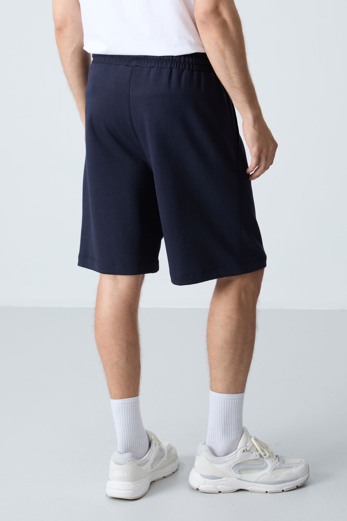 Navy Blue Cotton Thick Soft Textured Standard Fit Basic Men's Shorts - 81277