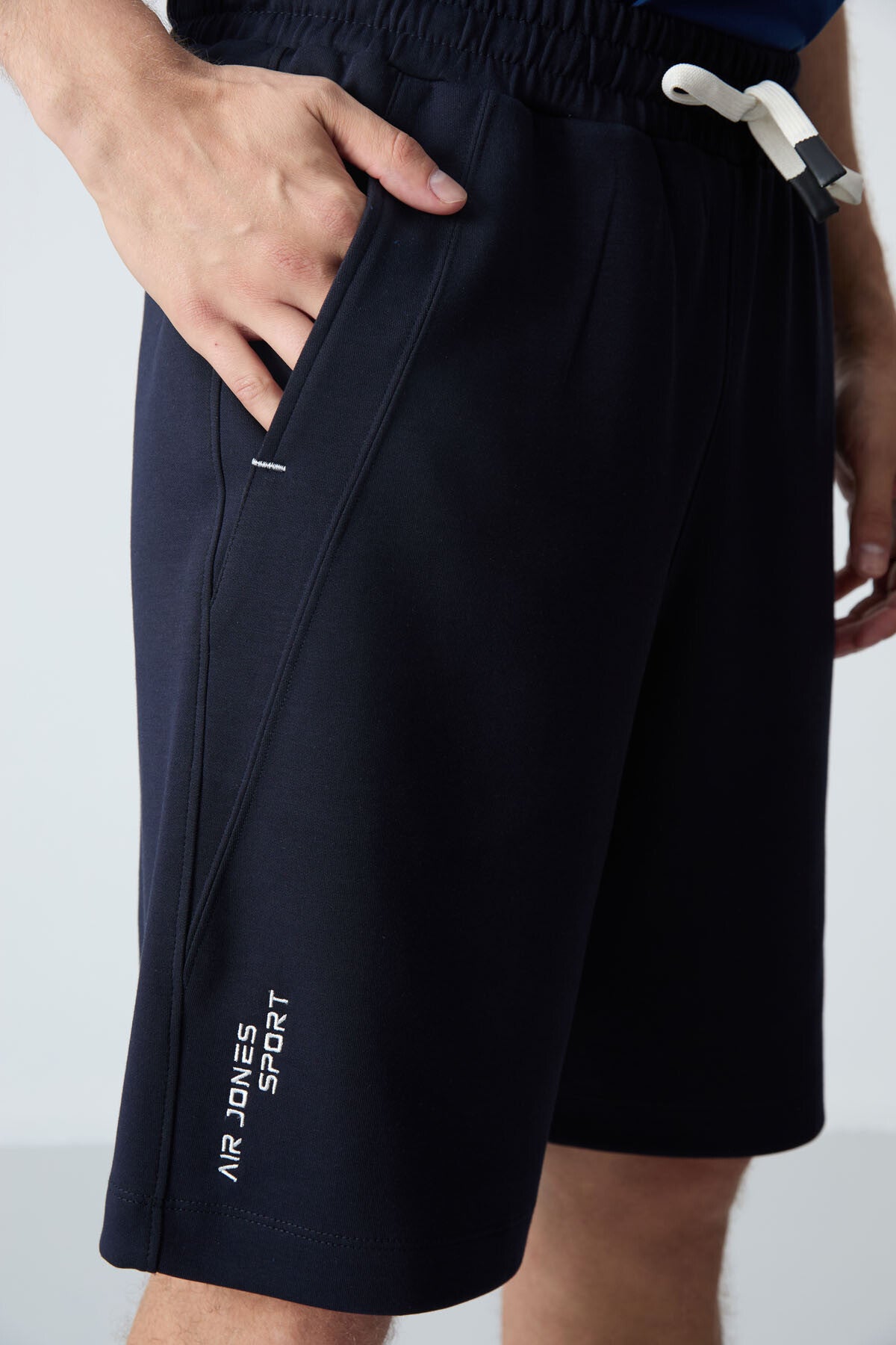 Navy Blue Cotton Thick Soft Textured Standard Fit Basic Men's Shorts - 81278