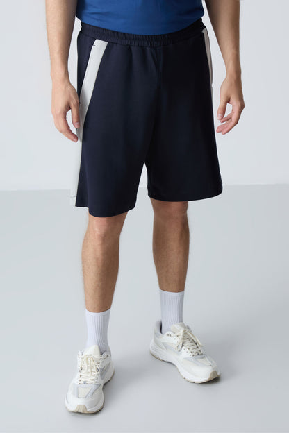 Navy Blue Cotton Thick Soft Textured Standard Fit Basic Men's Shorts - 81280