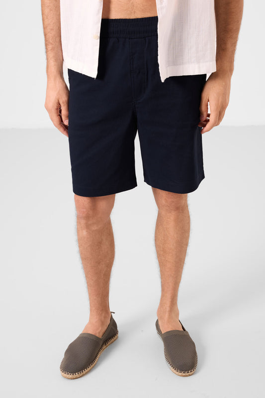 Navy Standard Fit Weaving Lightweight Flexible Chino Shorts - 81289