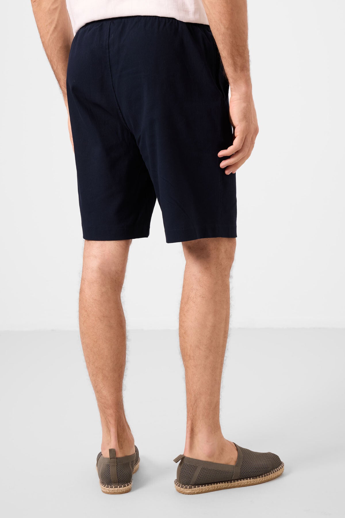 Navy Standard Fit Weaving Lightweight Flexible Chino Shorts - 81289