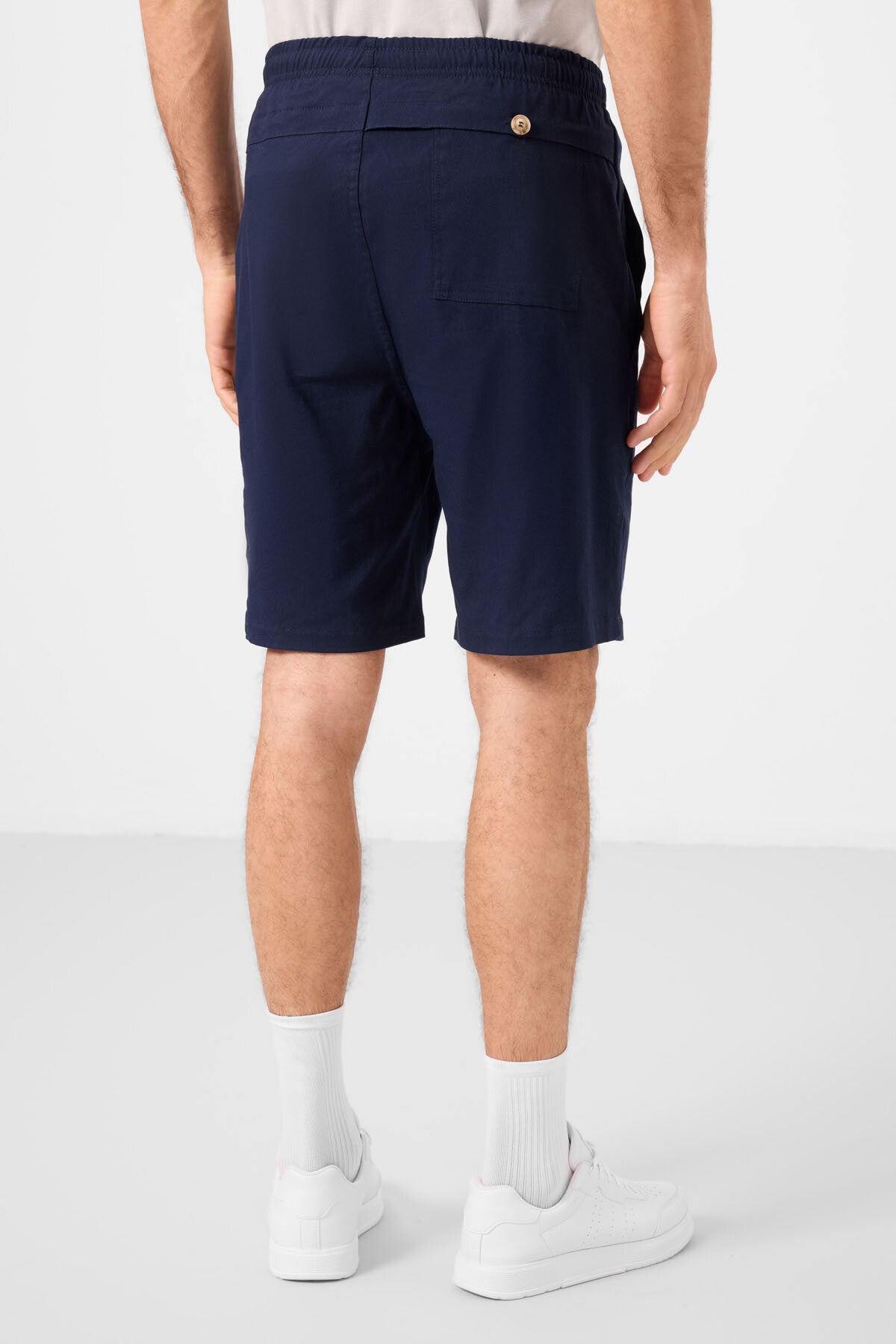Navy Standard Fit Weaving Lightweight Flexible Chino Men's Shorts - 81292