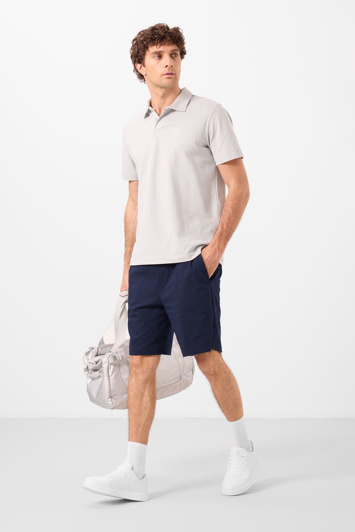 Navy Standard Fit Weaving Lightweight Flexible Chino Men's Shorts - 81292