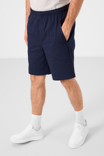 Navy Standard Fit Weaving Lightweight Flexible Chino Men's Shorts - 81292