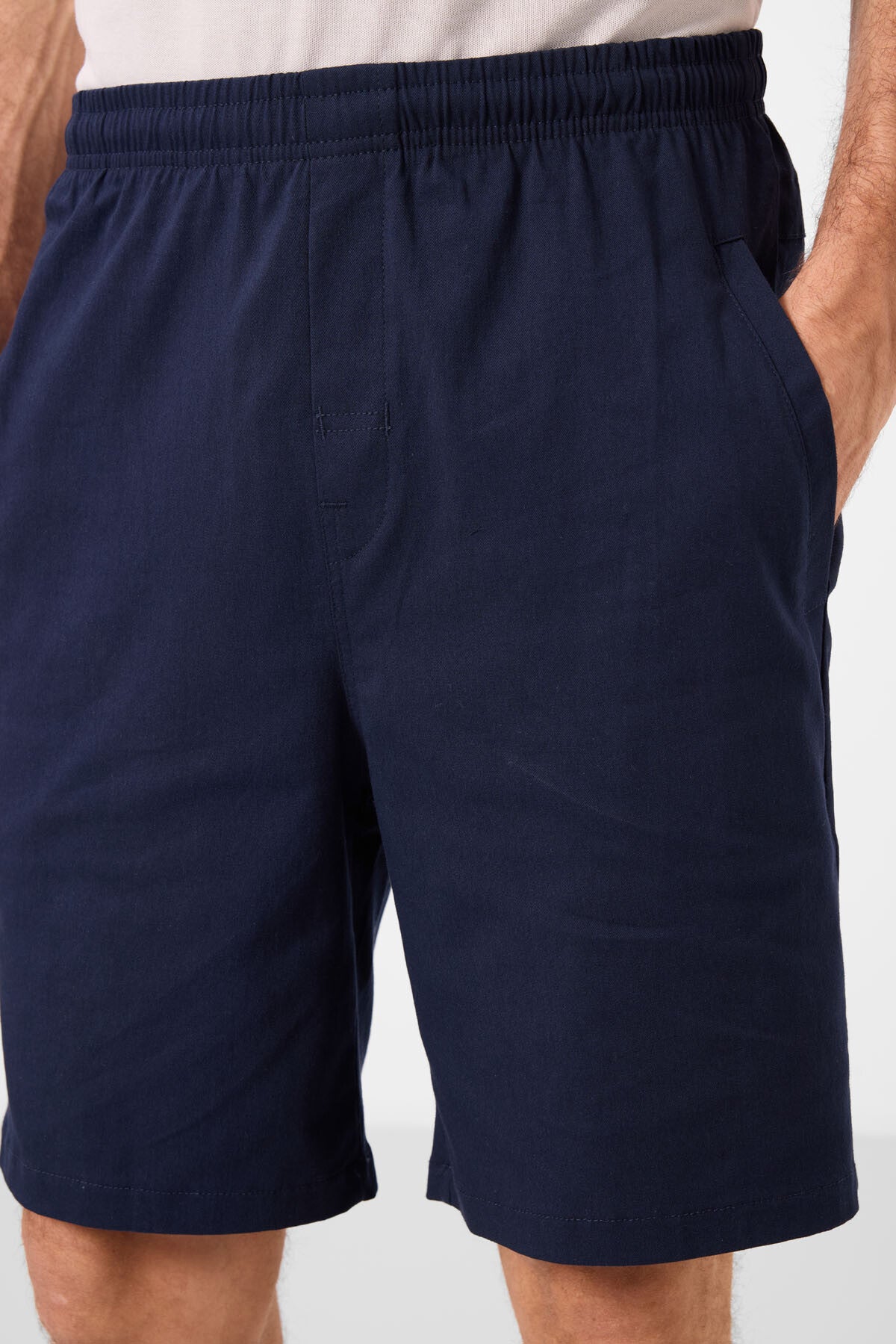 Navy Standard Fit Weaving Lightweight Flexible Chino Men's Shorts - 81292