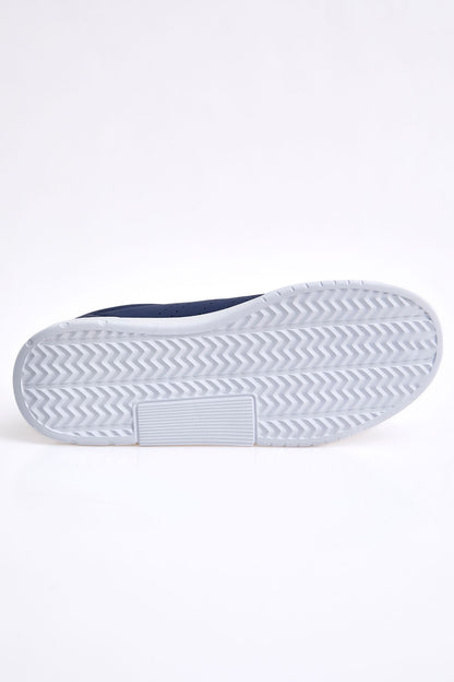 Navy Blue Laced High Sole PU Leather Men's Sports Shoes - 89132